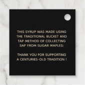 Traditionelle Ahornsirup-Etikett Schwarz mit Gold Geschenkanhänger (Rückseite)