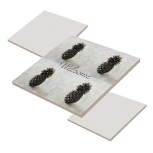 Traditionelle Ananas Willkommen Grau Fliese