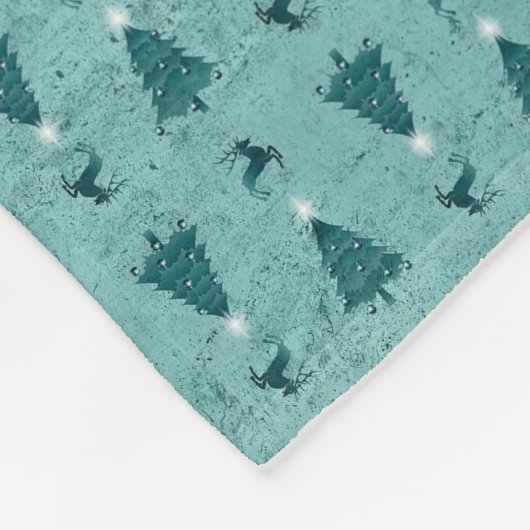 Traditionelle Aquamarine grüne Weihnachtsbäume und Fleecedecke (Ecke)