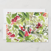 Traditionelle Aquarellblumen + Blattwerk Weihnacht Feiertagskarte (Rückseite)