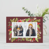 Traditionelle Aquarellblumen + Blattwerk Weihnacht Feiertagskarte (Stehend Vorderseite)