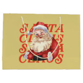 Traditionelle Aquarellfarbe Santa Claus Rot und Se Große Geschenktüte (Rückseite)