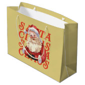 Traditionelle Aquarellfarbe Santa Claus Rot und Se Große Geschenktüte (Rückseite Schrägansicht)