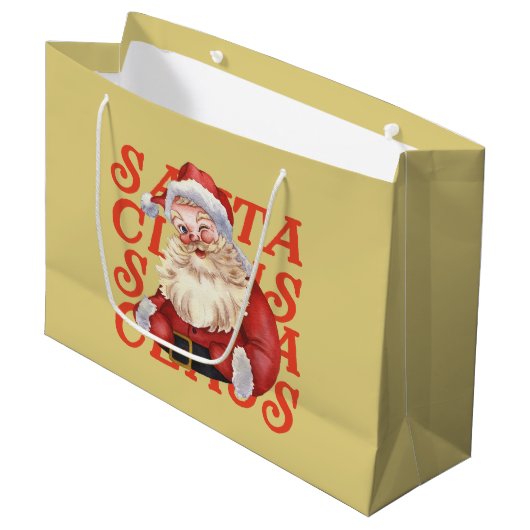 Traditionelle Aquarellfarbe Santa Claus Rot und Se Große Geschenktüte (Vorderseite Schrägansicht)