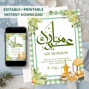 Traditionelle arabische Tees und Iftar-Snacks Eid- Feiertagskarte
