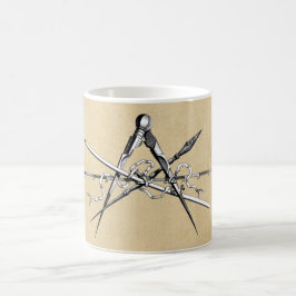 Traditionelle Architektur-zeichnenwerkzeuge Kaffeetasse