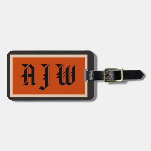 Traditionelle Art der Monogramm-Initialen Gepäckanhänger (Vorderseite horizontal)