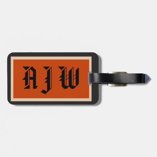 Traditionelle Art der Monogramm-Initialen Gepäckanhänger (Rückseite horizontal)