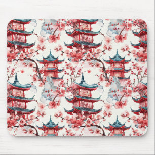 Traditionelle asiatische Architektur mit Botanik Mousepad