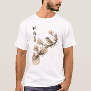 Traditionelle asiatische Kunst Vogel Magnolie T-Shirt