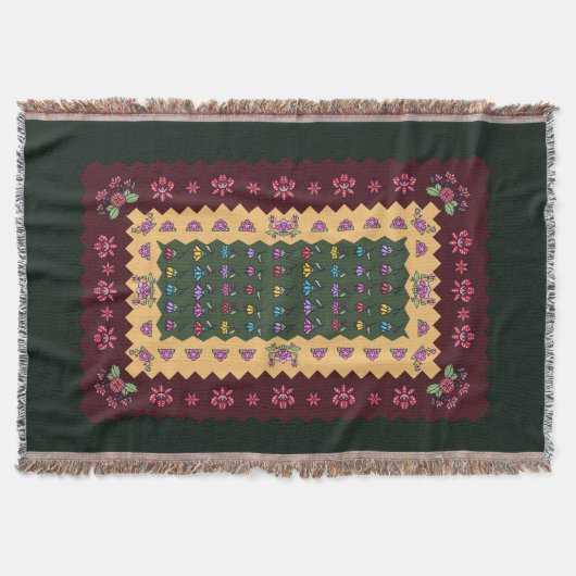 Traditionelle Balkan Floral Rug Decke (Vorderseite)