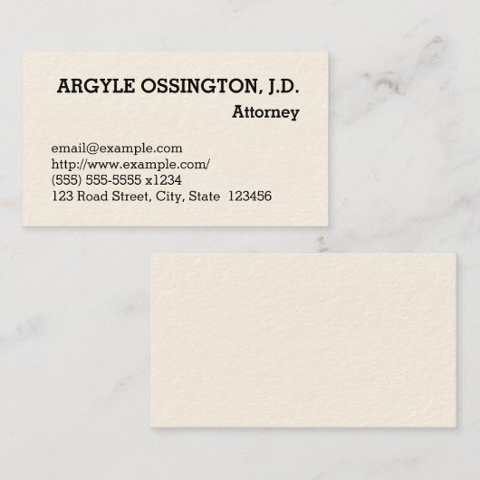 Traditionelle, Berufliche Visitenkarte (Vorne/Hinten)