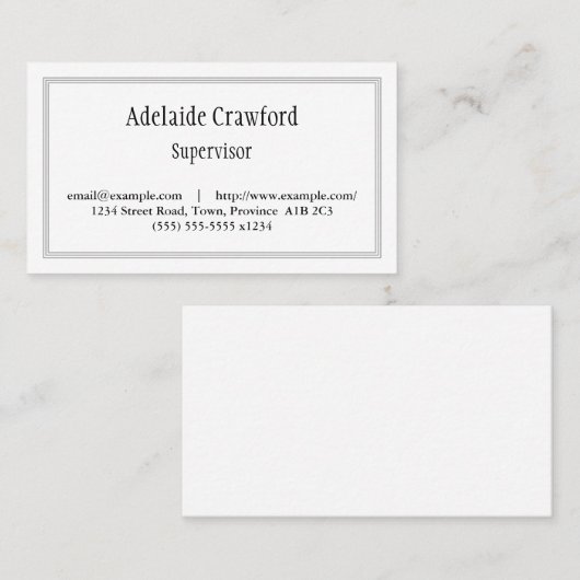 Traditionelle, Berufliche Visitenkarte (Vorne/Hinten)