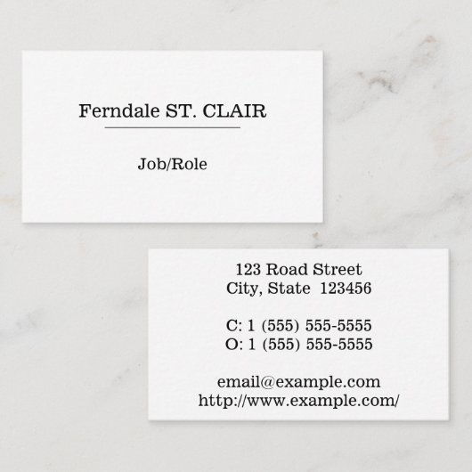 Traditionelle Berufliche Visitenkarte (Vorne/Hinten)