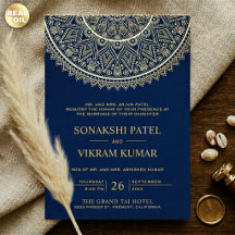 Traditionelle Blaue Goldene Mandala Indische Hochz