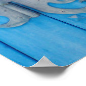 Traditionelle blaue Holztür in Tunesien Poster (Ecke)