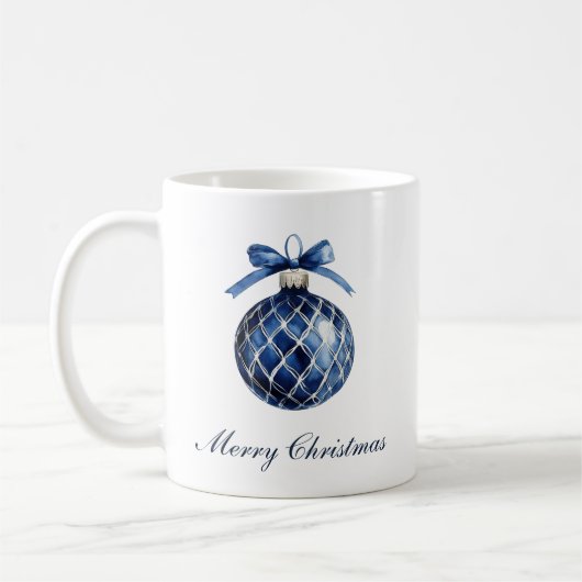 Traditionelle blaue Ornamente Weihnachten Kaffeetasse (Links)