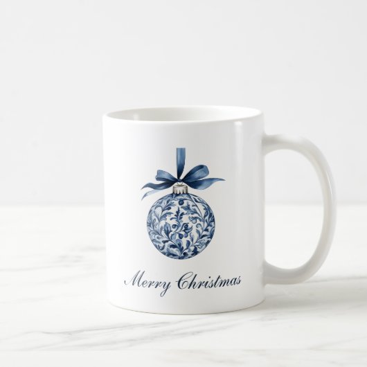Traditionelle blaue Ornamente Weihnachten Kaffeetasse (Rechts)