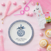 Traditionelle blaue Ornamente Weihnachten Pappteller (Party)
