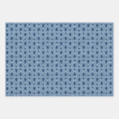 Traditionelle blaue Weihnachtsbaumen und Rentiere Geschenkpapier Set (Vorderseite 3)