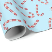Traditionelle Blue Candy Cane Vintage Weihnachten Geschenkpapier (Rolleneckpunkt)