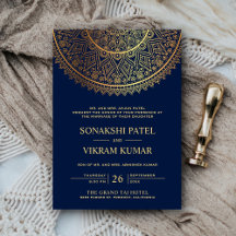Traditionelle Blue Gold Mandala Indian Wedding