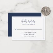 Traditionelle Blue Mini-Hochzeitkarte für Navy Mitteilungskarte (Vorderseite/Rückseite Beispiel)