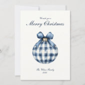 Traditionelle Blue Ornament Weihnachtskarte Feiertagskarte (Vorderseite)