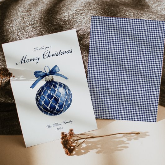 Traditionelle Blue Ornament Weihnachtskarte Feiertagskarte