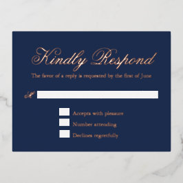 Traditionelle Blue Wedding Foil RSVP Karte