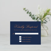 Traditionelle Blue Wedding Foil RSVP Karte (Stehend vorne)