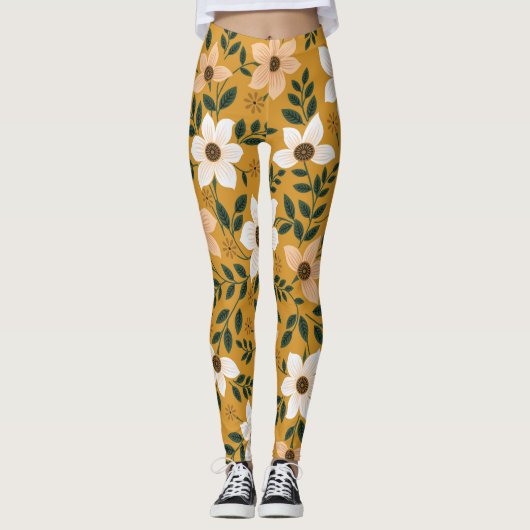 Traditionelle Blume: Muster ohne Muster Leggings (Vorderseite)