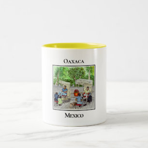 Traditionelle Boleros auf dem Oaxaca Zócalo Zweifarbige Tasse