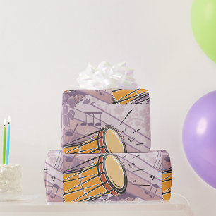 Traditionelle Bongotrommel mit Noten Geschenkpapier