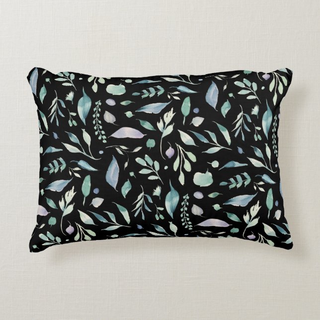 Traditionelle botanische Leaf-Muster Blues auf sch Dekokissen (Vorderseite)