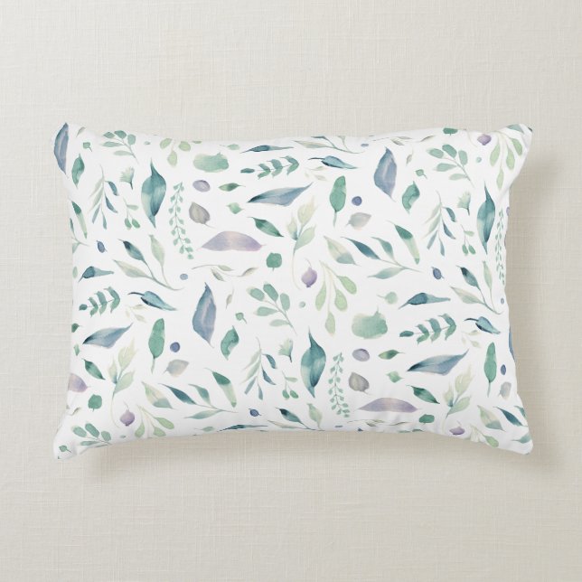 Traditionelle botanische Leaf-Muster Blues auf Wei Dekokissen (Vorderseite)