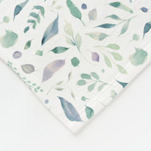 Traditionelle botanische Leaf-Muster Blues auf Wei Fleecedecke