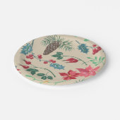 Traditionelle botanische Weihnachten (beige) Pappteller (Schrägansicht)