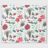 Traditionelle botanische Weihnachten Geschenkpapier (Flach)