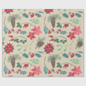 Traditionelle botanische Weihnachten Geschenkpapier (Flach)
