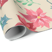 Traditionelle botanische Weihnachten Geschenkpapier (Rolleneckpunkt)