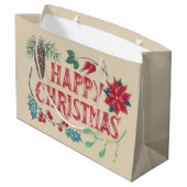 Traditionelle botanische Weihnachten Große Geschenktüte (Rückseite Schrägansicht)