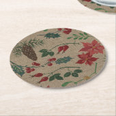 Traditionelle botanische Weihnachten Runder Pappuntersetzer (Angewinkelt)