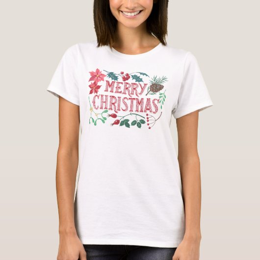 Traditionelle botanische Weihnachten (weiß) T-Shirt (Vorderseite)