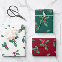 Traditionelle botanische Weihnachtszweige Geschenkpapier Set