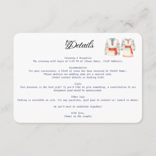 Traditionelle Brauchtumskostüme aus Rustikal Begleitkarte (Vorderseite)