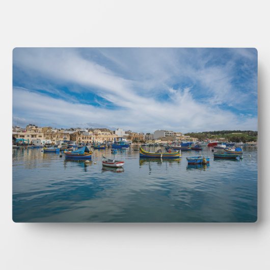 Traditionelle bunte Fischerboote im Hafen Fotoplatte (Vorderseite)