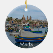 Traditionelle bunte Fischerboote in Malta Keramik Ornament (Hinten)