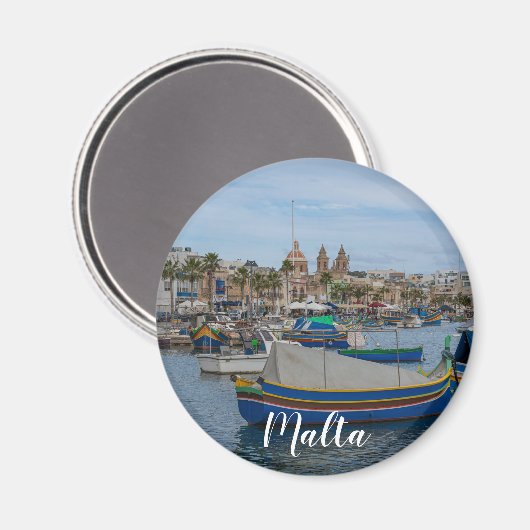 Traditionelle bunte Fischerboote in Malta Magnet (Vorderseite/Rückseite)