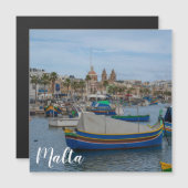 Traditionelle bunte Fischerboote in Malta Magnetkarte (Vorne/Hinten)